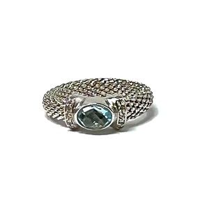 SOLD Dyadema Sterling Silver Blue Topaz Ring Band:  December Birthstone/Size 6